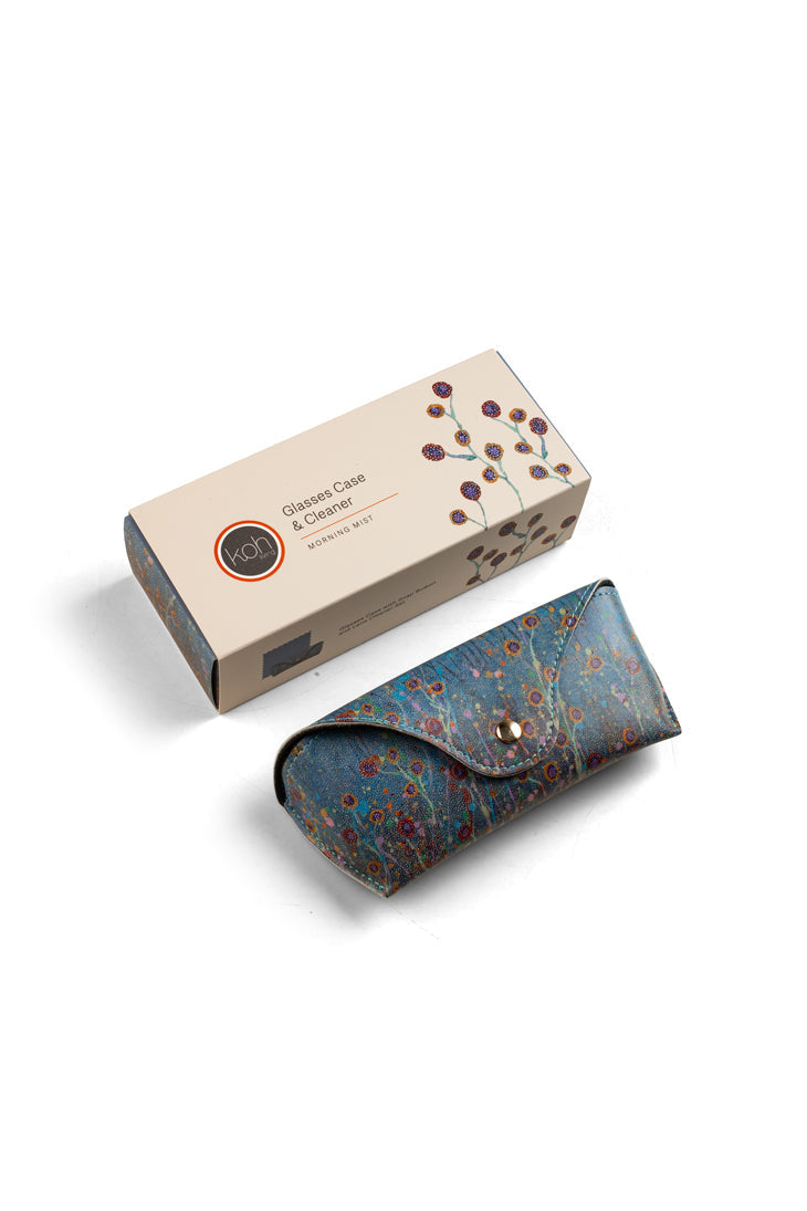 Koh - Aboriginal Morning Mist Glasses Case with Snap Button & Cleaner