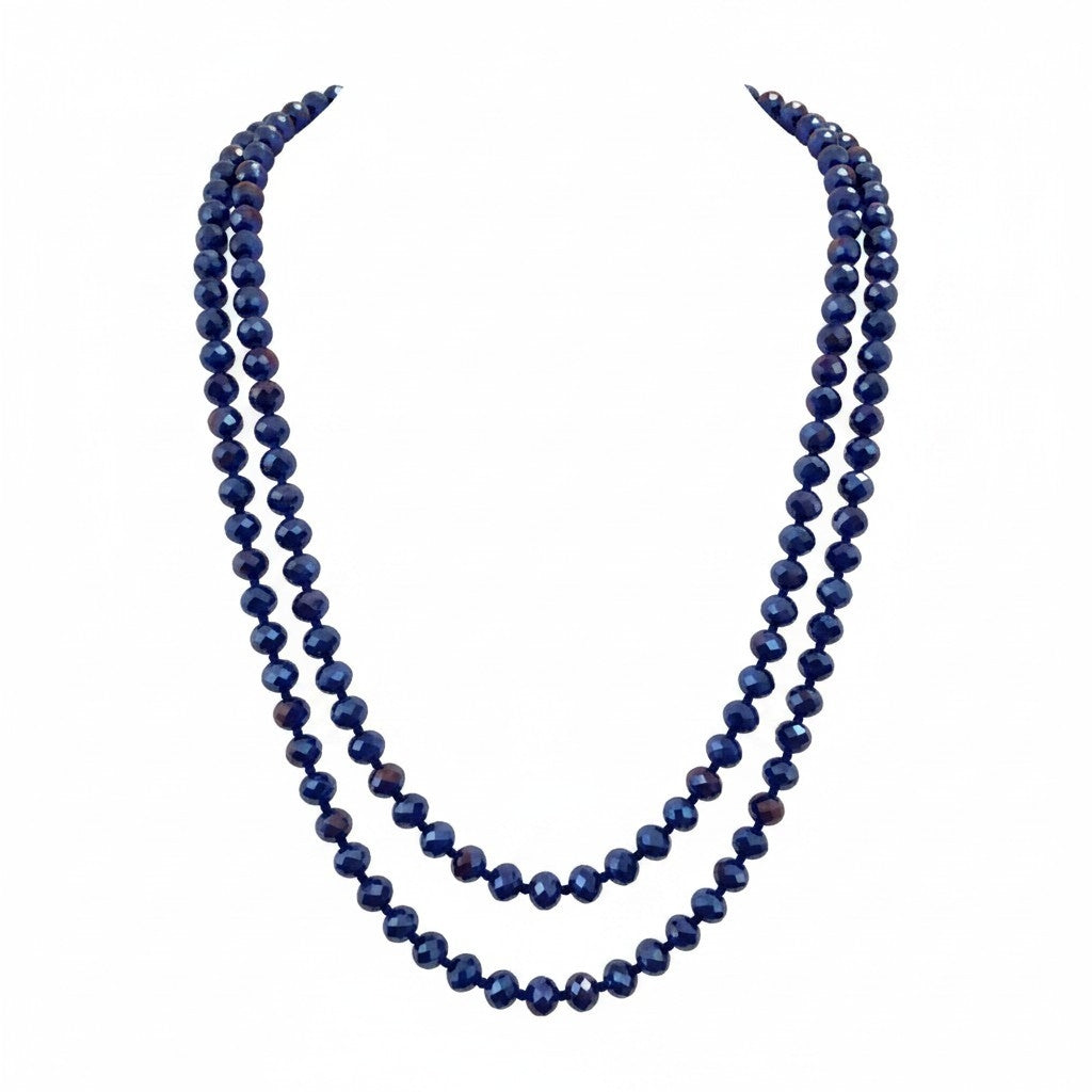 MCLuxe - Hand knotted Glass Crystal Bead Necklace - Royal