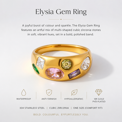 MCLuxe - Elysia Gold Plated Multistone Ring