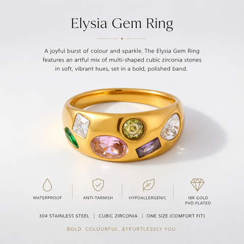 MCLuxe - Elysia Gold Plated Multistone Ring