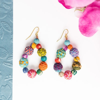 WorldFinds - Kantha Threaded Teardrop -