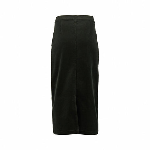 Vassalli - Mid Length Cord Skirt with Front Panel Seams - Forest