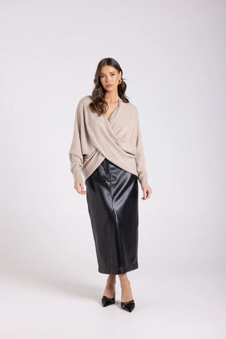 Two T's - Crossover Knit Jumper - Oat
