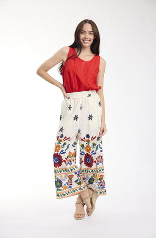 Orientique - Pellion Cotton Wide Leg Pants - White