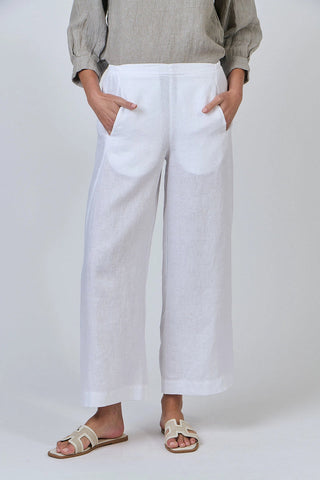 Naturals by O&J - Wide Leg Linen Pant- White