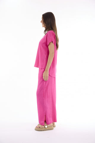Escape by OQ - Lux V Neck Top - Fushcia