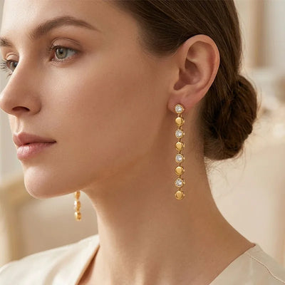 MCLuxe - Aurelia 18K Gold Plated Crystal Drop Earrings – Waterproof