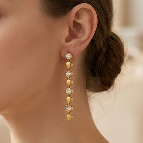 MCLuxe - Aurelia 18K Gold Plated Crystal Drop Earrings – Waterproof