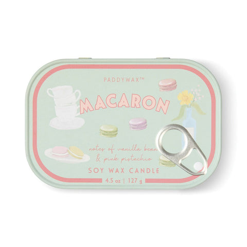 Paddywax - Bistro Macron Printed Tin Candle - Vanilla & Pistachio