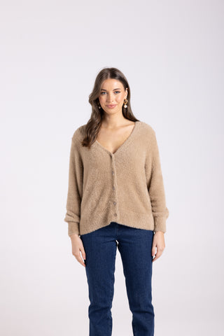 Two T's - Fluffy Cardigan - Oat