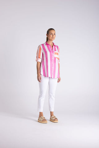 Two T's - Candy Stripe Shirt - Pink/Orange