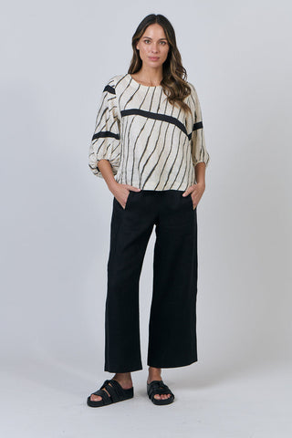 Naturals by O&J - Linen Bishop Sleeve Top-Isobars