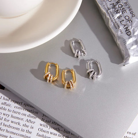 MCLuxe - Solène 14k Gold Vermeil Convertible Crystal Huggie Earrings