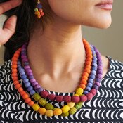 WorldFinds - Kantha Couplet Necklace-Burgundy