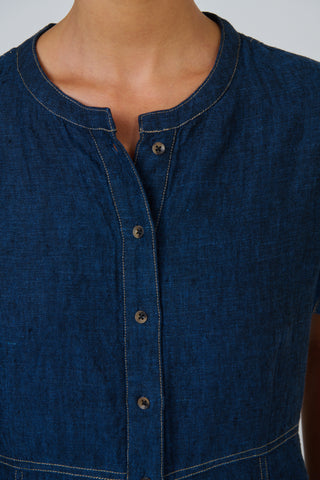 Naturals by O&J - Linen Button Through Midi Dress - Eclipse
