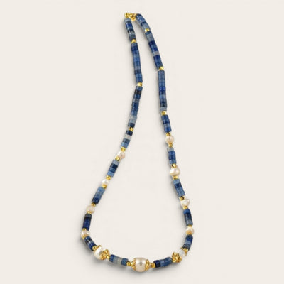 MCLuxe - Freshwater Pearl & Blue Bead Necklace