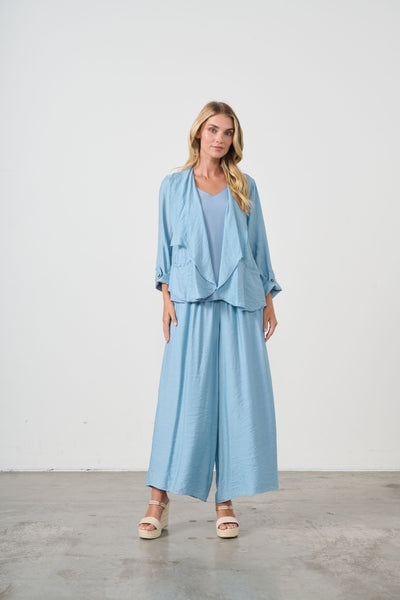 Holmes & Fallon - Open Front Drape Jacket-Sky