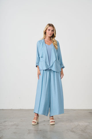 Holmes & Fallon - Open Front Drape Jacket-Sky