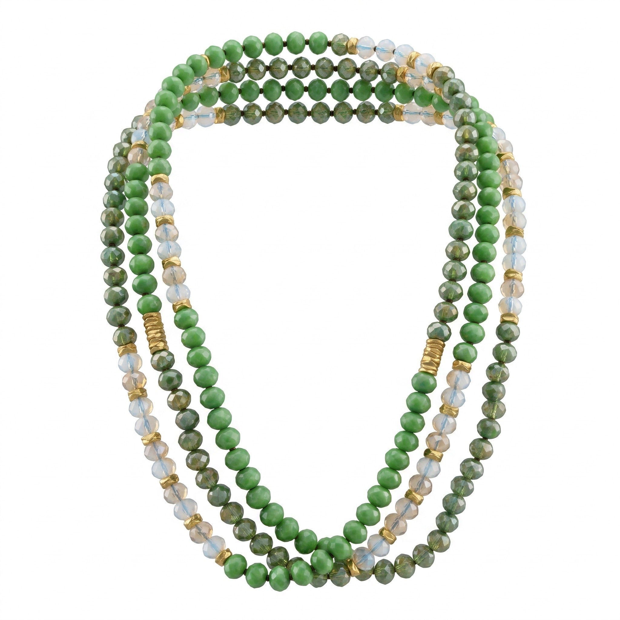 MCLuxe - Hand knotted Glass Bead Necklace - Green