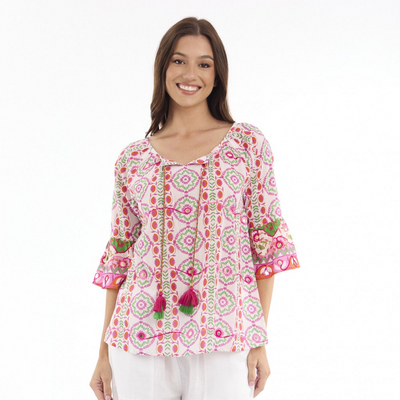 Escape by OQ - Maalti Frill Sleeve Top - Pink