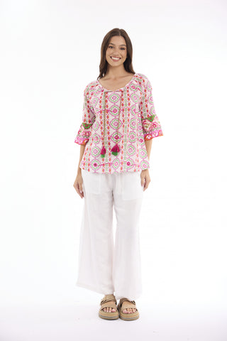 Escape by OQ - Maalti Frill Sleeve Top - Pink
