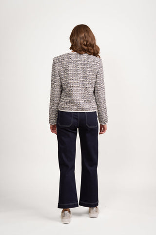 Vassalli - Collarless Short Jacket with Trim detail - Galaxy