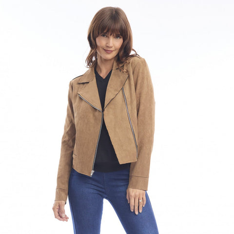 Escape - Zip Biker Jacket - Sueded Camel