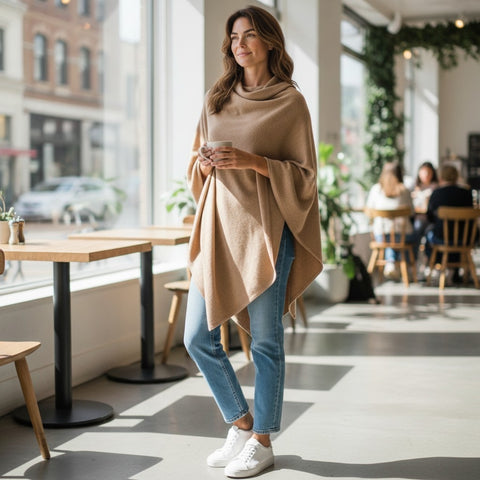 AUTN - Multi-Way Wearing Poncho - Beige - PH210540-11