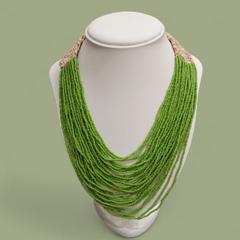 Namastai - Confetti Bead Necklace-Leaf Green