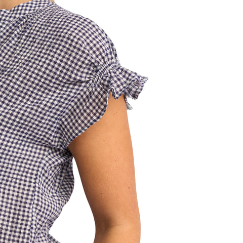 Vassalli - Evelyn Drop Shoulder Top - Ink Gingham