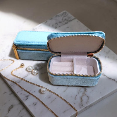 Portable Velvet Travel Jewelry Case - Pale Green - Mini