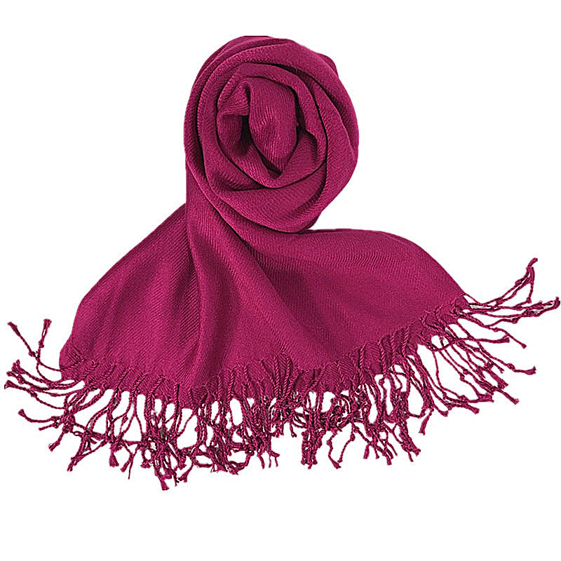 AUTN - Plain Pashmina Wrap - Fuschia  - 8407-34
