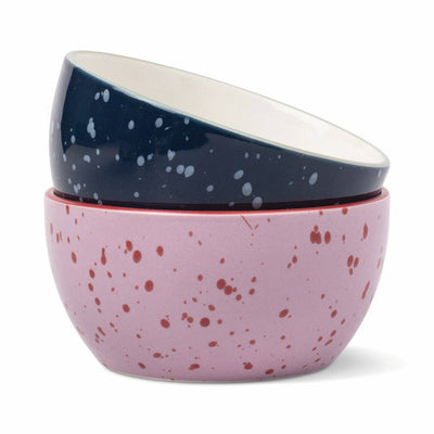 Heres How - The Bella Set of 2 Dipping Bowls - Navy + Lilac Splatter