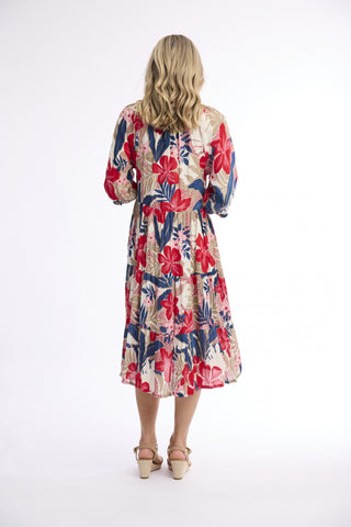 Orientique - Tiered Puff Sleeves Dress - Cavailon