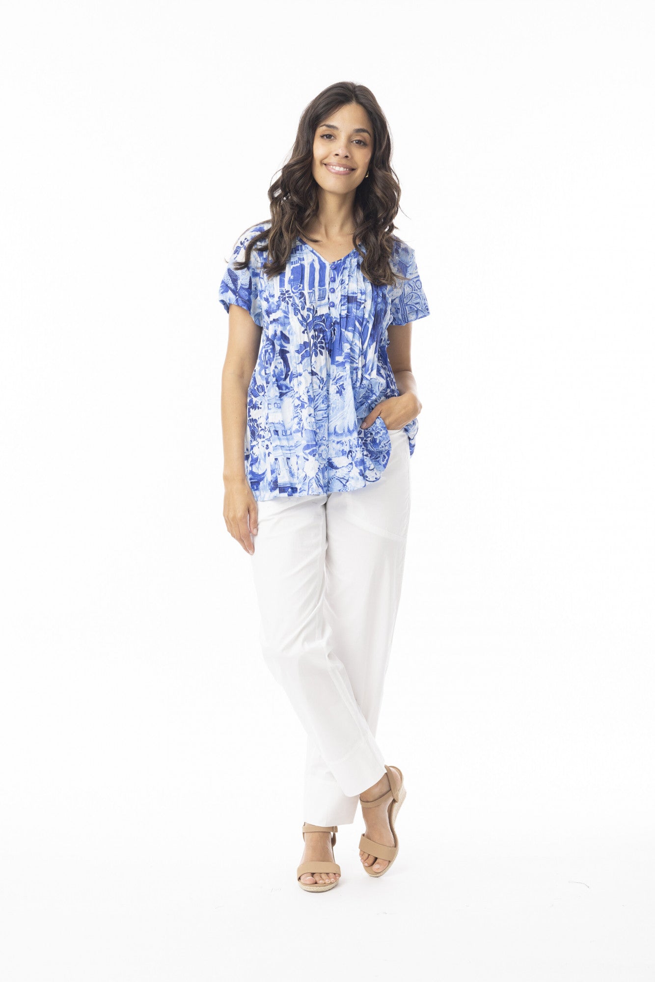 Orientique - Okayama Top Pleated - Blue