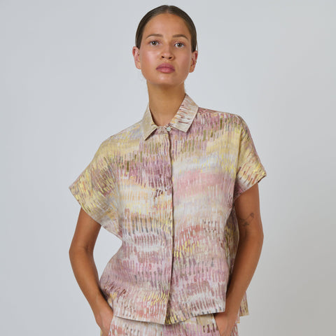 Naturals by O&J - Linen Button Down Collared Top - Jardin