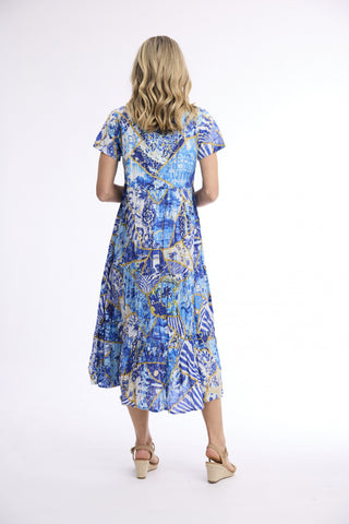 Orientique - 50 Years Midi Cotton Square Neck Dress - Oriental