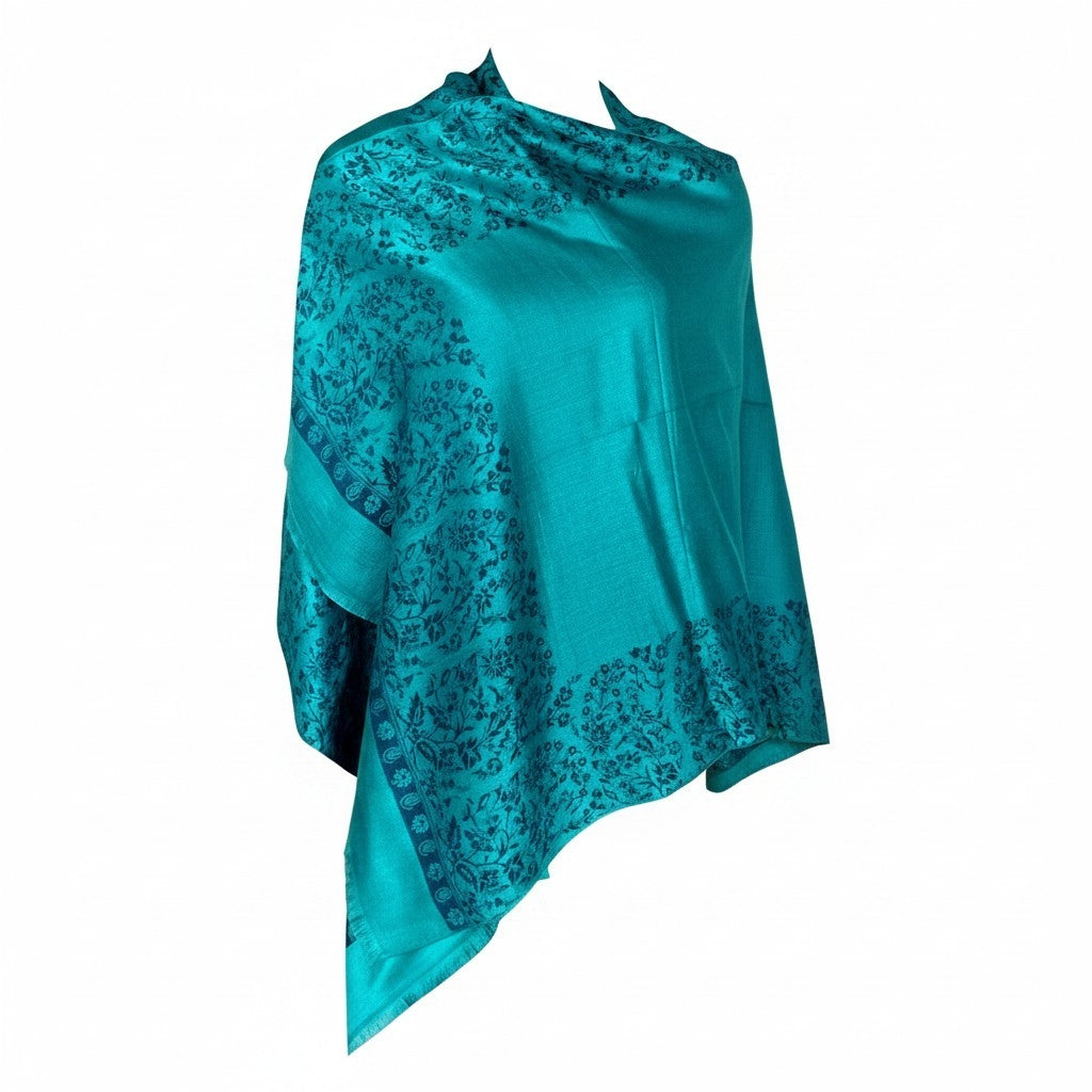 AUTN - Double Sided Paisley Border Wrap - Aqua - P91322-31Dacq