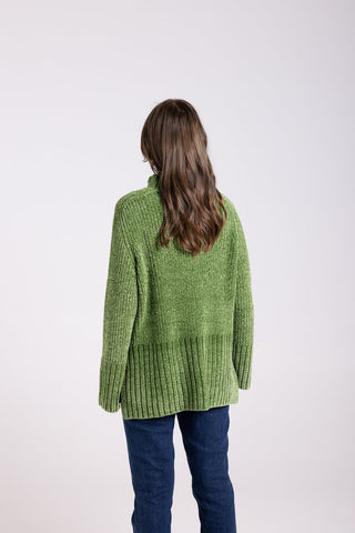 Two T's - Rib Mock Neck Knit - Kiwi Green