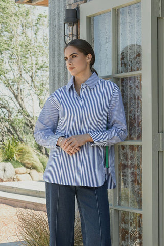 Vassalli - Chart Shirt with Side Tape - Blue Stripe