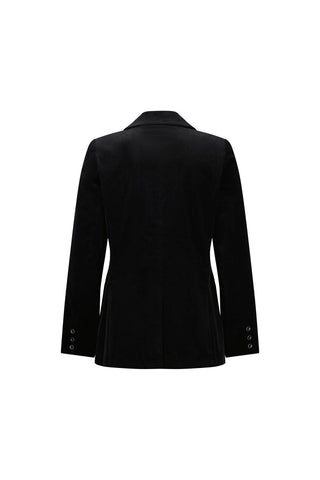 Vassalli - Shaped Lined Cord Blazer with Back Vent and Button Cuff Detail - Black