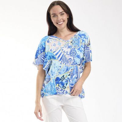 Orientique - Cotton Knit Digital Print Top - 50 Years Oriental