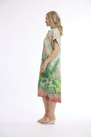 Orientique - Collared Shirt Dress - Flamingo