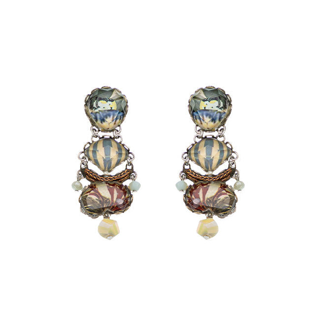 Ayala Bar - R2408 Neptune's Garden Set, Casual Glass Earrings - Kelp