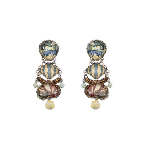 Ayala Bar - R2408 Neptune's Garden Set, Casual Glass Earrings - Kelp