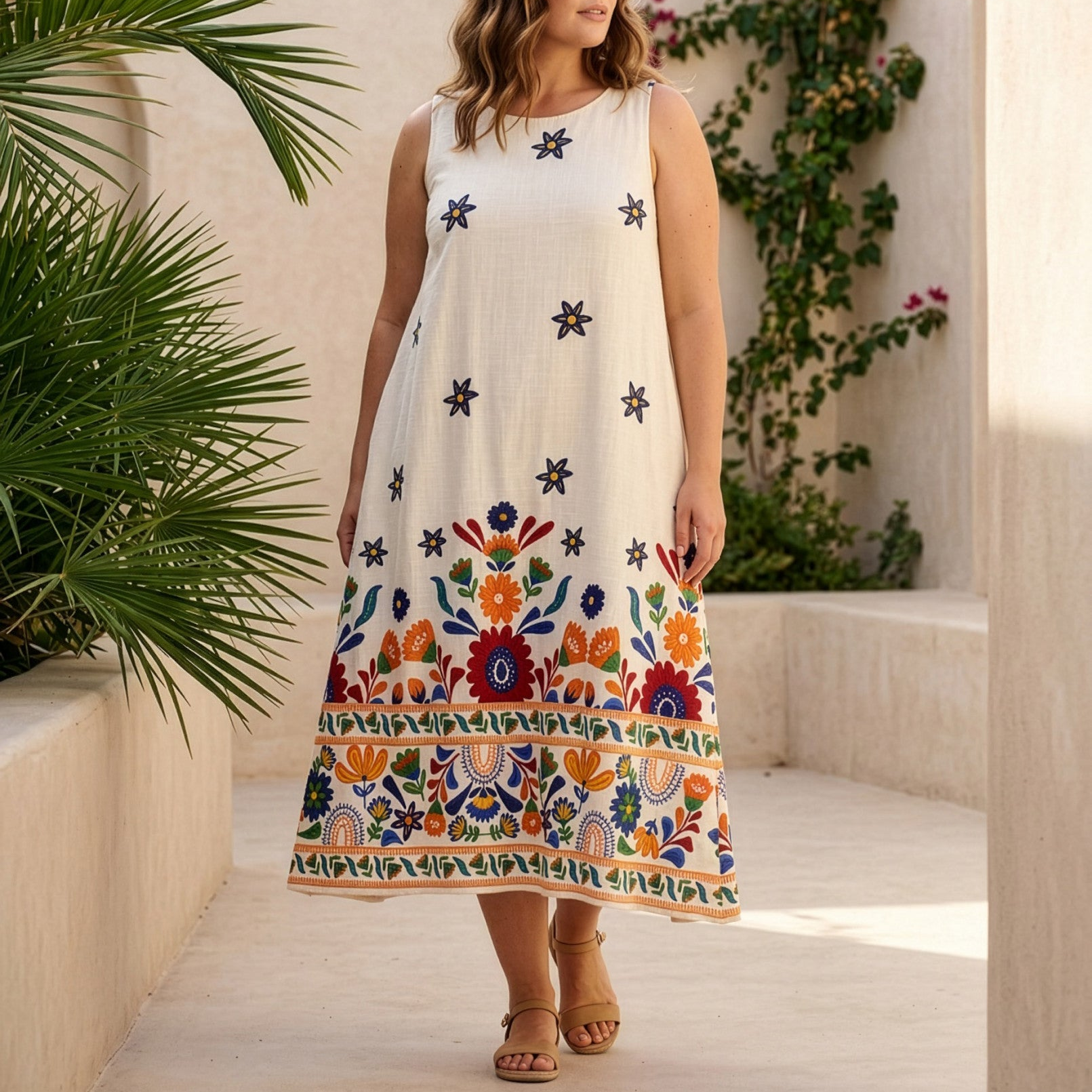 Orientique - Midi Sleeveless Dress - Pellion