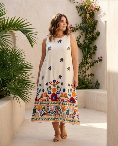 Orientique - Midi Sleeveless Dress - Pellion