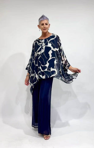 La Strada - Silky Lined Pants - Navy