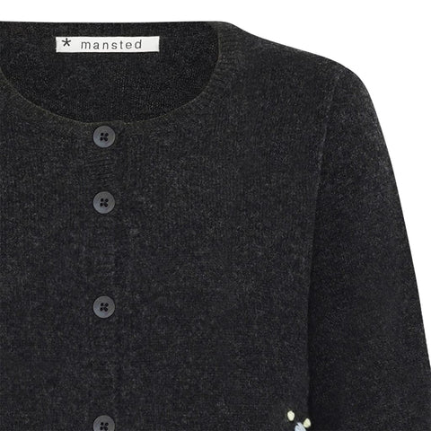 Mansted - Florence Lambswool Embroidered Cardigan - Dark Charcoal