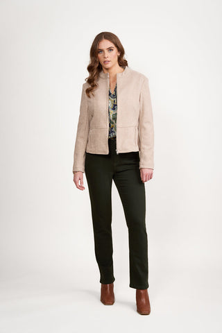 Vassalli - Long Sleeve Lined Zip Up Jacket with Front Zip detailing - Dune